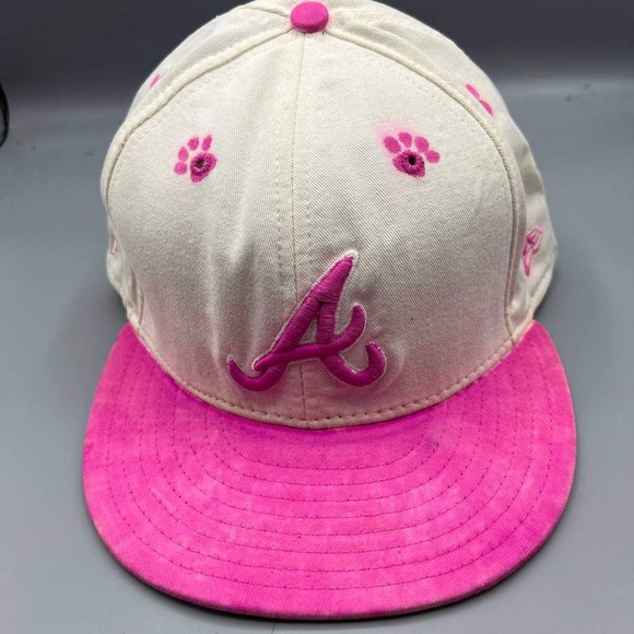 New Era Other - Vintage Atlanta Braves RIP Nascar Hat Men 8‎ Pink 59Fifty New Era MLB Fitted Cap